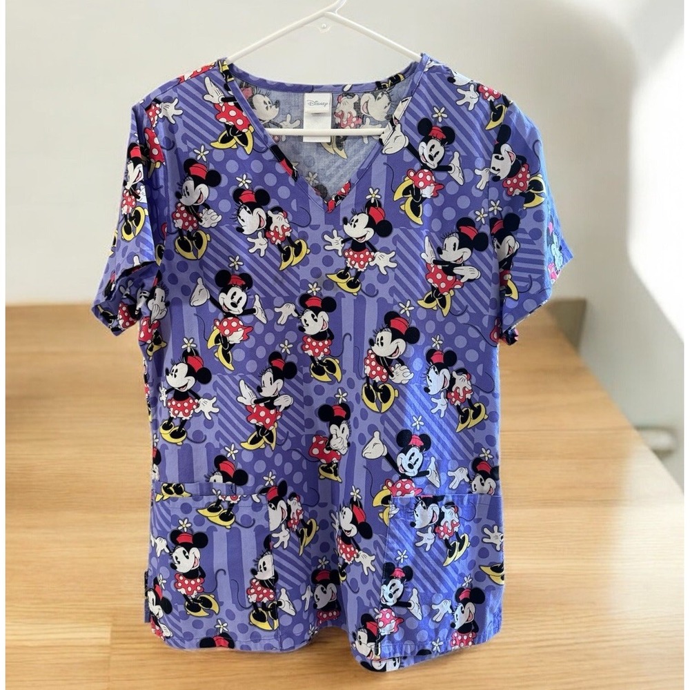 Disney‎ Happy Halloween Mickey Minnie Mouse scrub top size M scrubs
